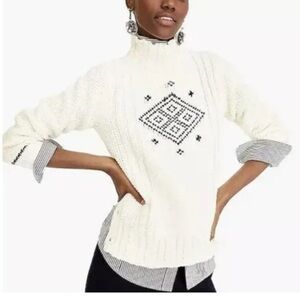 The Reeds Turtleneck Side Button Cable Knit Wool Blend Sweater